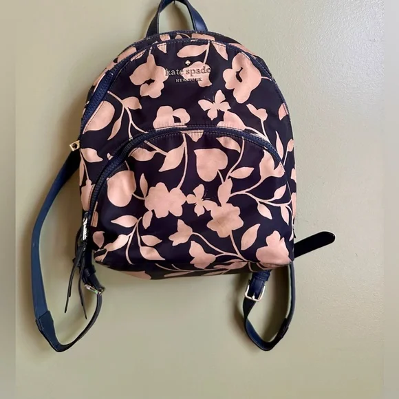 Kate Spade Floral Navy and Pink Backpack kate spade | Bags | Kate Spade Backpack Navy With Red And  main image 2